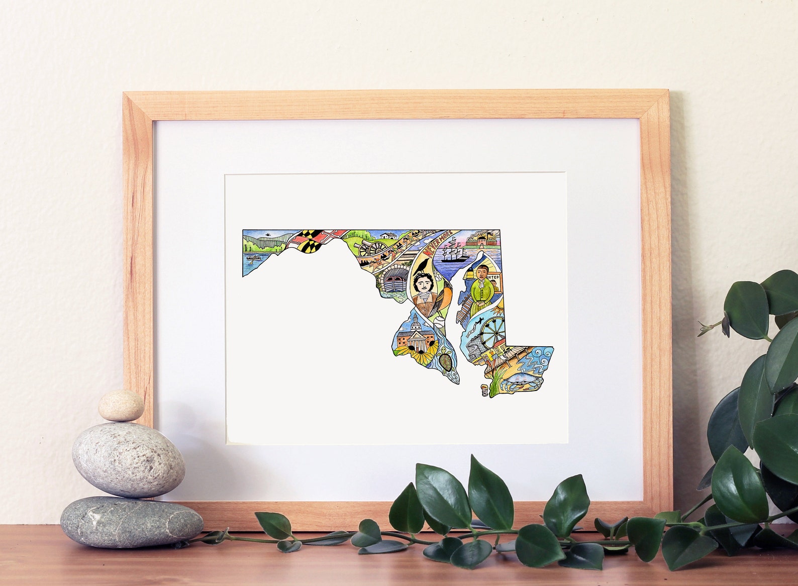 Maryland Maryland map Maryland wall art Maryland map gift Etsy