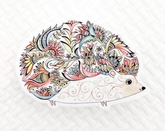 Hedgehog vinyl sticker, Hedgehog decal for Laptop, phone, water bottle, or car, mother's day gift,  hedgehog lover gift, woodland animal art