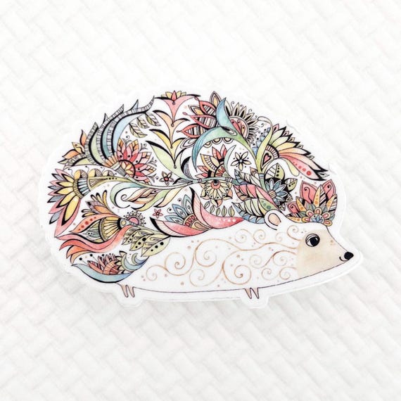 Hedgehog vinyl sticker, Hedgehog decal for Laptop, phone, water bottle, or car, mother's day gift,  hedgehog lover gift, woodland animal art