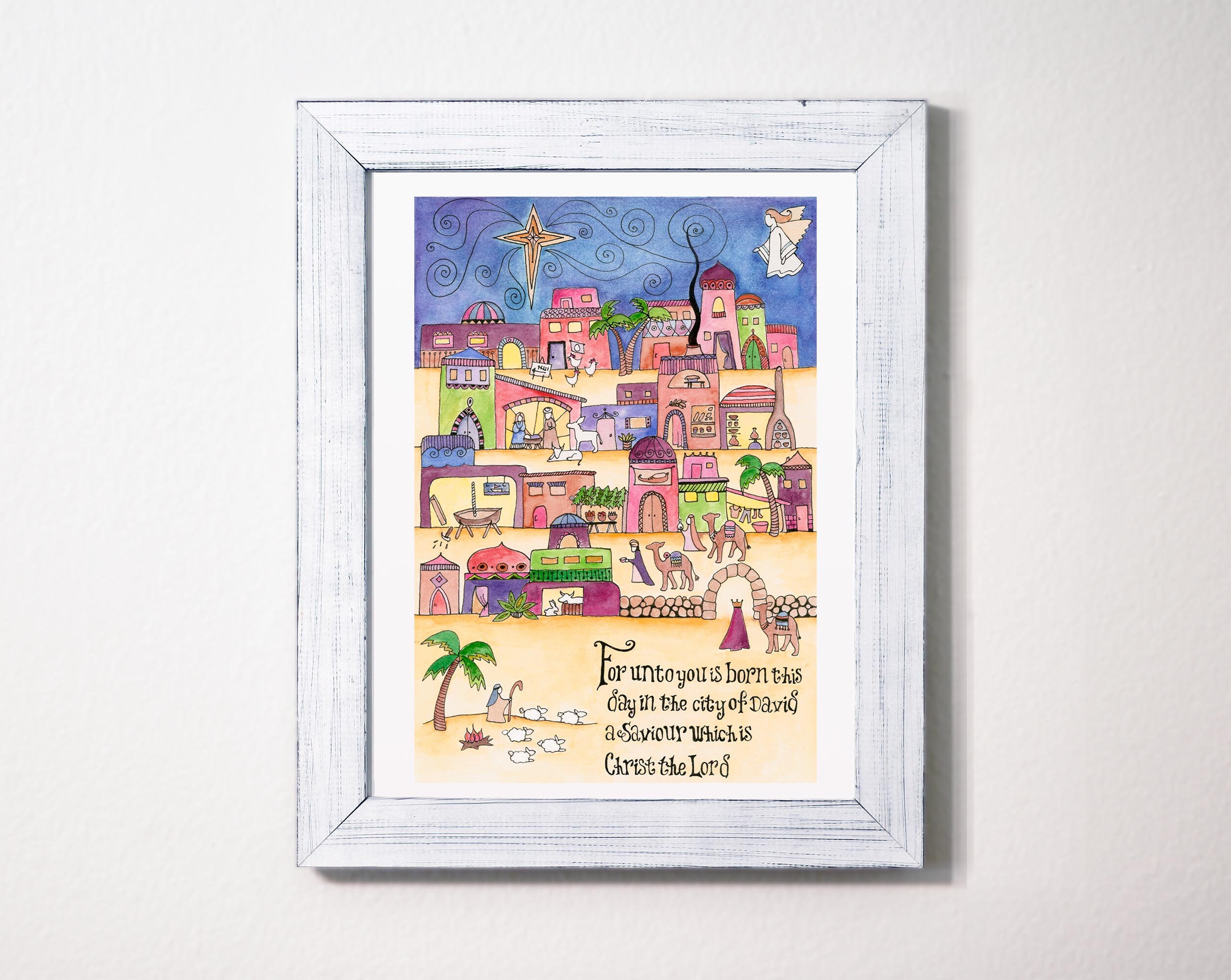 Little Town of Bethlehem Illustration of Bethlehem with the | Etsy