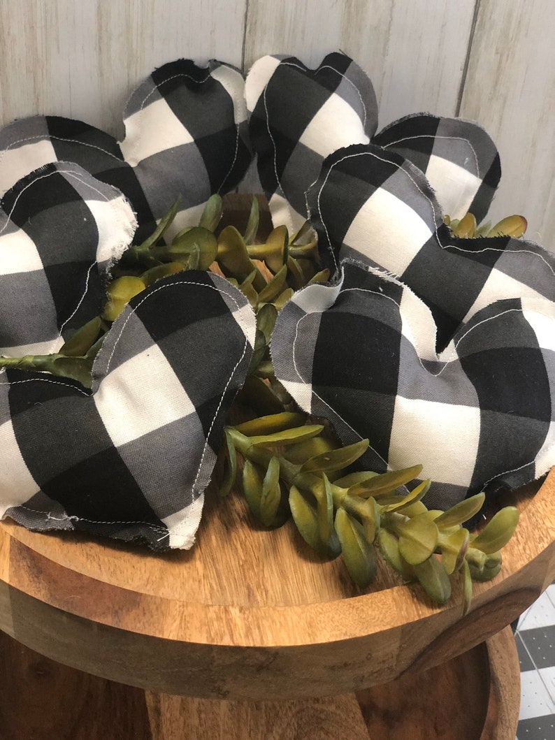 Tiered tray decor Mini Pillows Buffalo Check Stuffed Heart Etsy