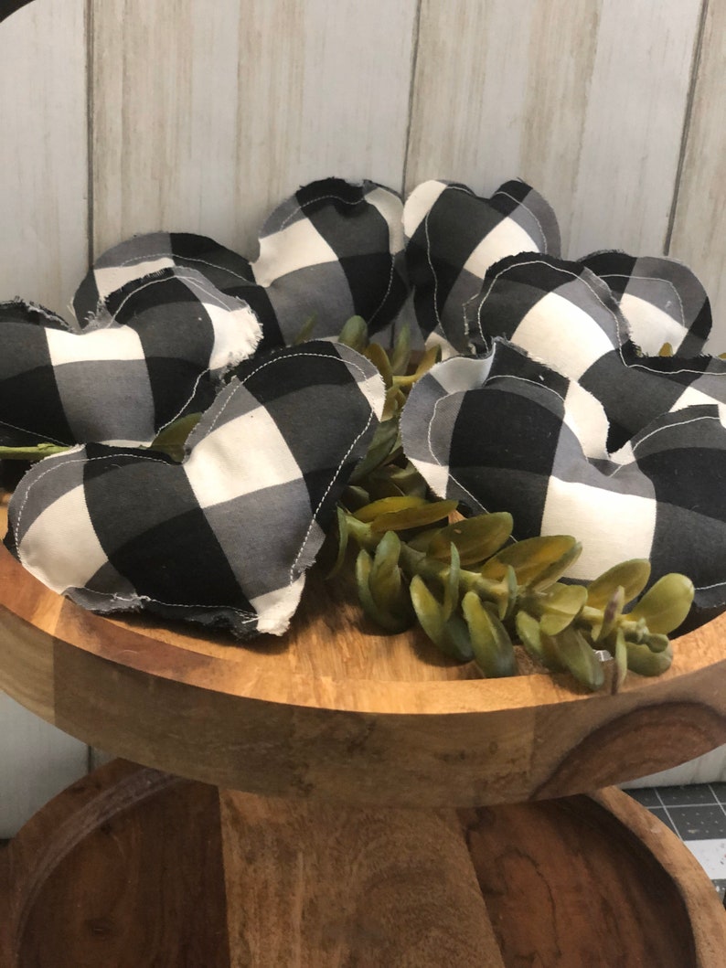 Tiered tray decor Mini Pillows Buffalo Check Stuffed Heart Etsy