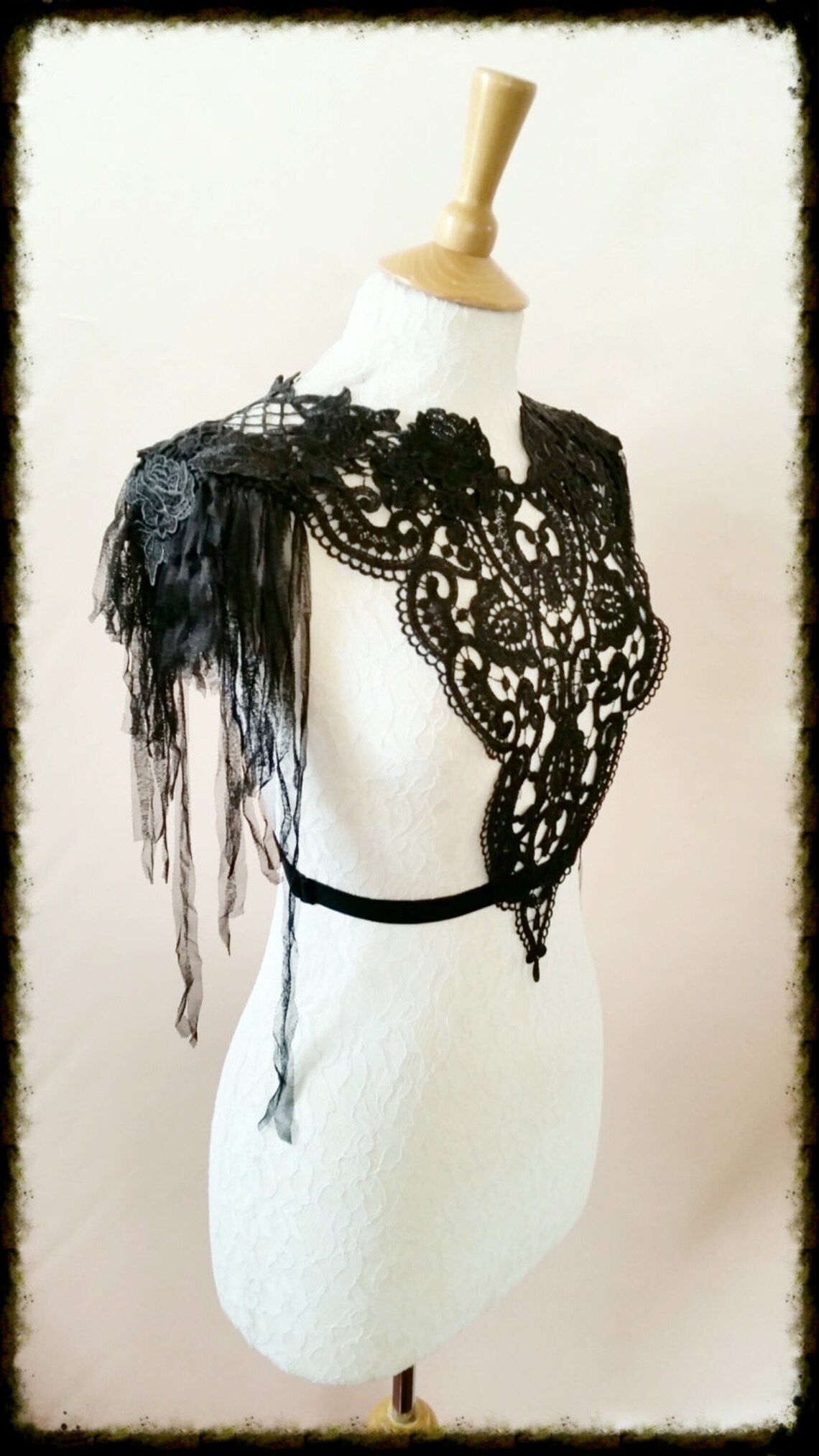 Black Collar Lace Bib Tattoo FESTIVAL Victorian Goth Choker Etsy