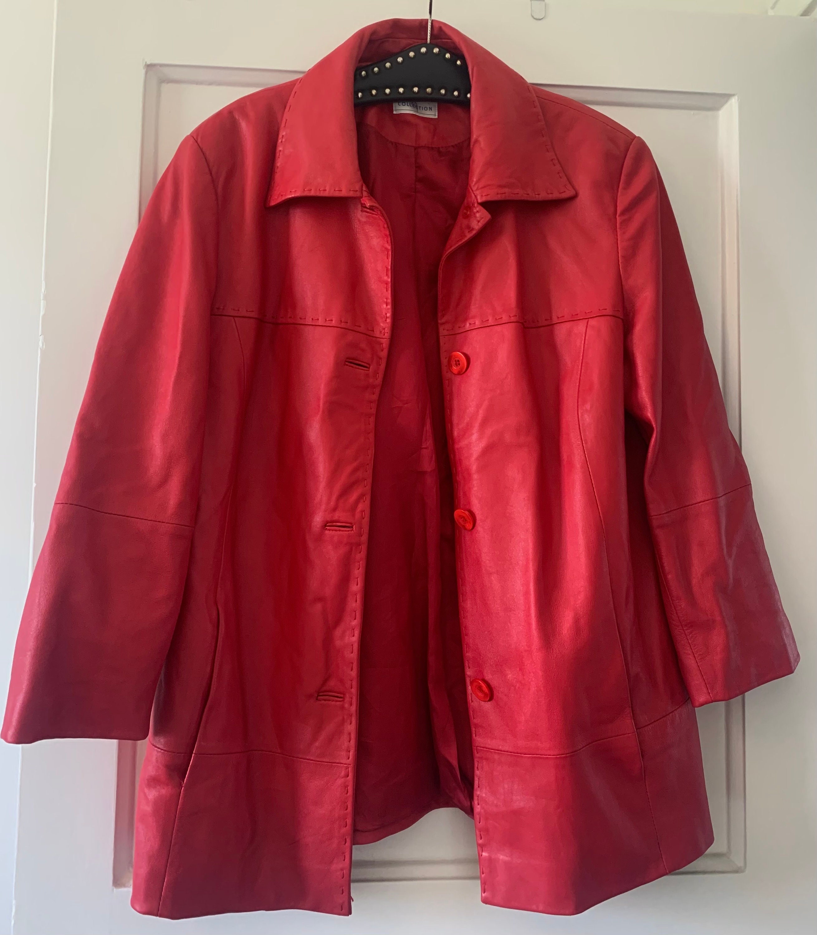 archive vintage leather jacket red y2k