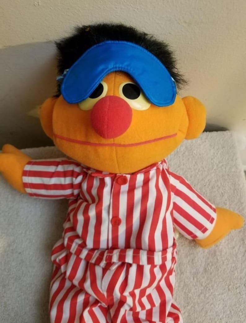 TYCO 1996 Sesame Street Sleep and Snore Ernie Talking & Singing Plush