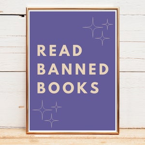 Leer libros prohibidos IMPRIMIBLE Arte de pared, Cartel de libros prohibidos, Cartel de libro, Impresión de biblioteca, Cartel de lectura, Arte de pared de libro, Regalo de ratón de biblioteca
