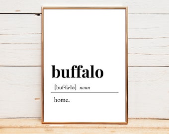 Arte de parede IMPRIMÍVEL de definição de Buffalo Nova York, impressão de pôster de Buffalo NY, presente de Buffalo NY, impressão de tipografia de definição
