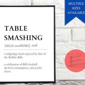 Buffalo Bills Table Smashing Definition PRINTABLE Wall Art, Buffalo Bills Printable Poster, Buffalo Bills Decor, Bills Tailgating Print