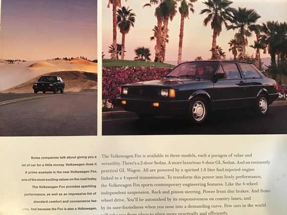 1987 Volkswagen Fox, Two 10 X 11 Automobile Brochures for