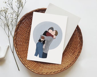 Custom Couple Portrait Printable | Faceless Digital Art Illustration