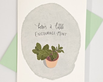 A Little Encourage-Mint Funny Plant Pun Greeting Card