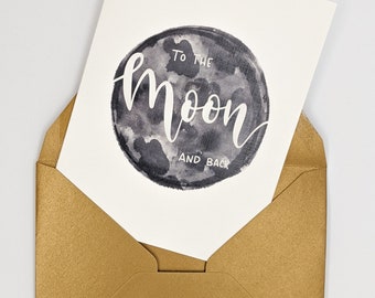 To The Moon And Back Valentine Greeting Card