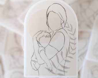 Boho Mama Sticker for Water Bottle| Mother and Baby Decal | Mother's Day Die Cut Sticker for Water Bottle, Laptop