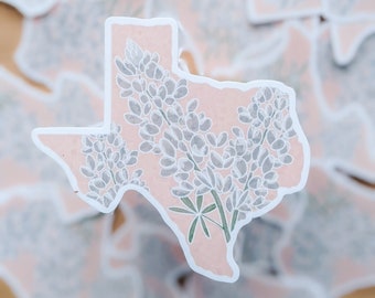 Texas Bluebonnet Sticker | Boho Texas State Flower Water Resistant Decal for Water Bottle or Laptop