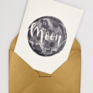 Cartolina d'auguri di San Valentino alla luna e ritorno