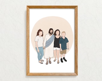 Custom Memorial Digital Illustration Portrait | Gift for Family After Loss or Distance