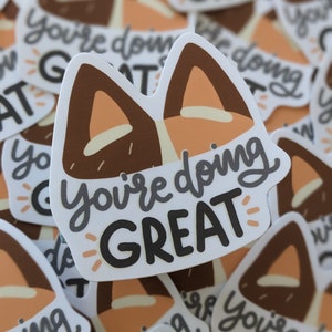Chili Heeler You&#39;re Doing Great Mom Sticker | Blue Heeler Water Resistant Vinyl Die Cut Sticker for Water Bottle, Laptop