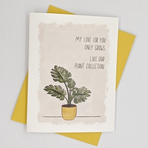 Tarjeta de felicitación de San Valentín para amantes de las plantas divertidas / Tarjeta linda de la planta Monstera