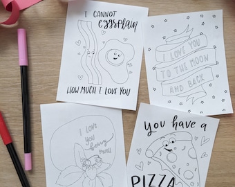 Printable Coloring Valentines for Kids and Grownups, Two Sizes Included!