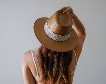 Artisanal Falcon Hat - Palm And Rice Paper - Multicolor Hat Band