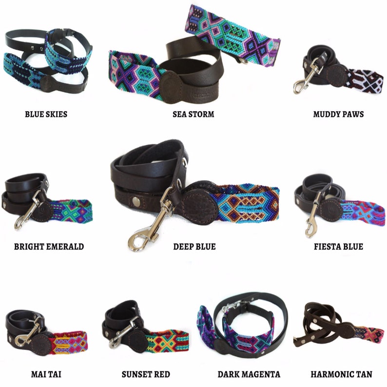 Handwoven and Authentic Leather Dog Pet Leashes Multicolors and Sizes