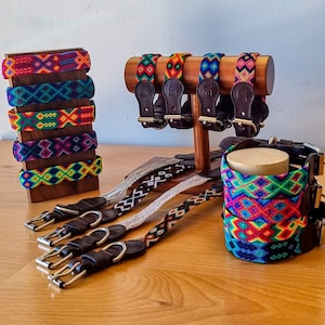 Embroidered Dog Collar With Leather / Cat Collar - Multicolors and Sizes *Free Matching Bracelet