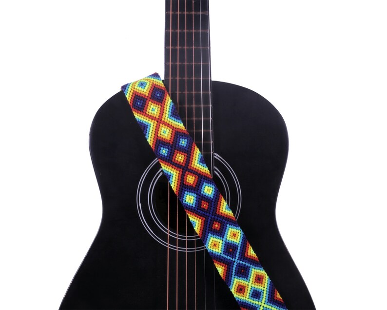 Mexican Handmade Woven Authentic Leather Guitar Strap Etsy