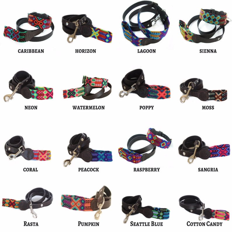 Handwoven and Authentic Leather Dog Pet Leashes Multicolors and Sizes