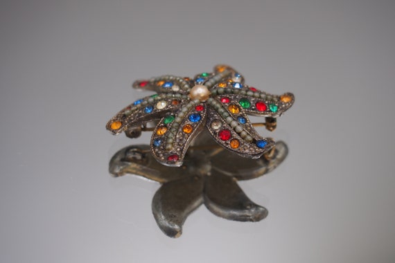 1920s Art Deco Bejeweled Starfish Brooch - image 4