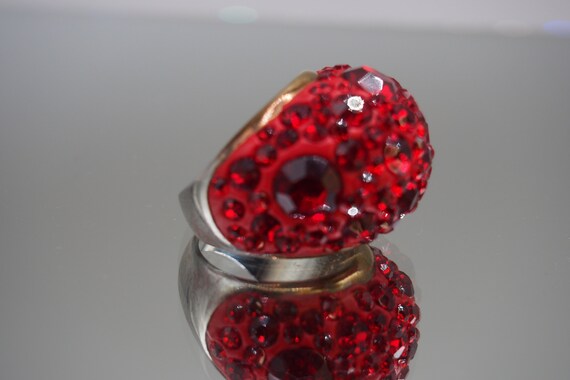 Bright Red Multi-Size Rhinestone and Crystal Dome… - image 2