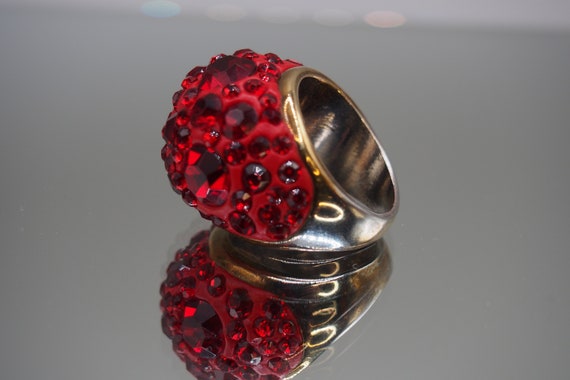 Bright Red Multi-Size Rhinestone and Crystal Dome… - image 4