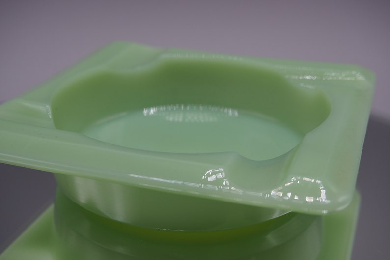 Mid Century Modern Fire King Jadeite Square Ashtray With Unique