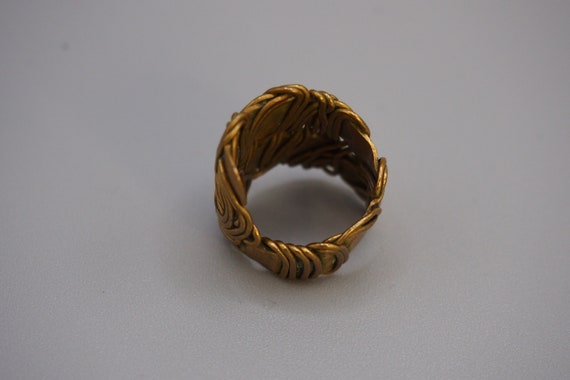 Vintage 1970s Wrapped Brass Ring Handmade in Gree… - image 10
