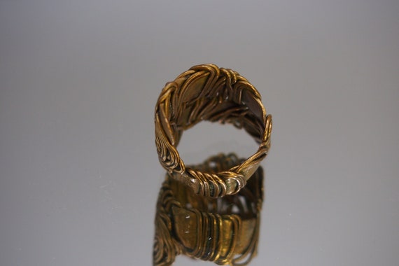 Vintage 1970s Wrapped Brass Ring Handmade in Gree… - image 5