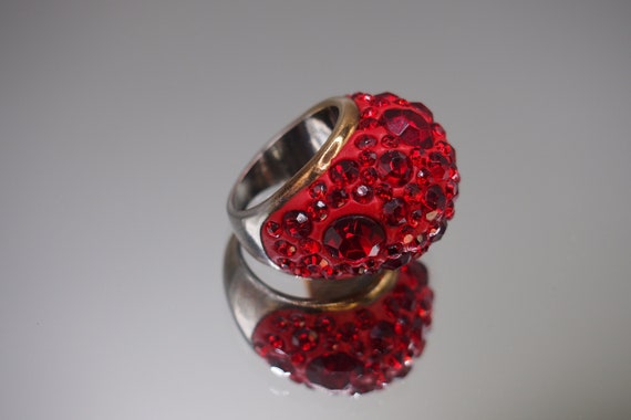 Bright Red Multi-Size Rhinestone and Crystal Dome… - image 1