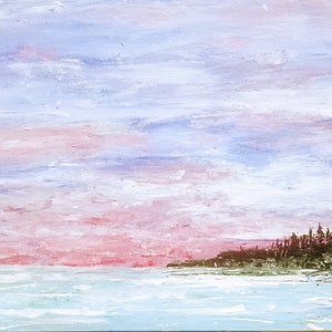 Sunset and Peninsula on Lake Original Painting (Local Artist)