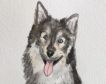 Portrait d'animal de compagnie peint à la main personnalisé, portrait d'animal de compagnie aquarelle à partir d'une photo, chien d'illustration personnalisée, aquarelle de portrait d'animal de compagnie 5 x 7