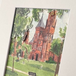 3D Smithsonian Castle watercolor print, Smithsonian Castle painting, art print Washington DC monument, DC watercolor, 3D paper art