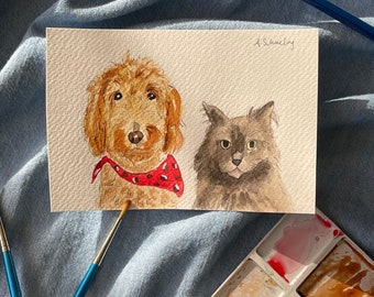 Custom pet portrait from photo, Hand painted watercolor pet portrait, custom pet illustration, watercolor dog portrait