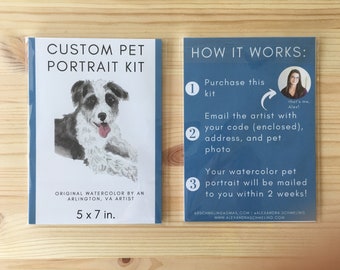 Pet portrait kit, custom dog illustration kit,  watercolor pet portrait, custom illustration dog, personalized pet portrait hand drawn