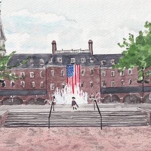 Alexandria city hall watercolor print, Alexandria Virginia print, Alexandria VA print, Old town Alexandria print