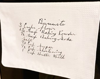 Recipe Card Dish Towel recipe towel personalized recipe dish towel hand written recipe gift Kitchen Gift Microfiber Personalized Keepsake
