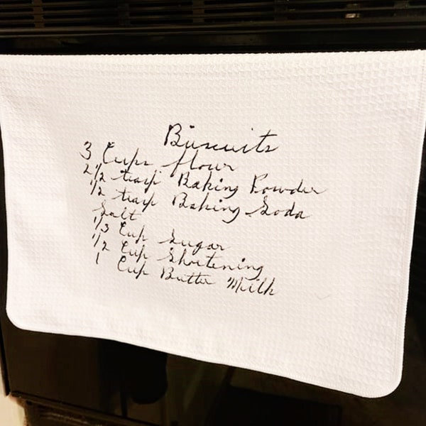 Recipe Card Dish Towel recipe towel personalized recipe dish towel hand written recipe gift Kitchen Gift Microfiber Personalized Keepsake