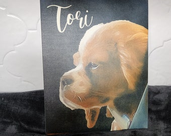 Custom pet canvas, pet portrait canvas, cat canvas, dog canvas, custom pet picture canvas, dog portrait canvas with name 8 x 10