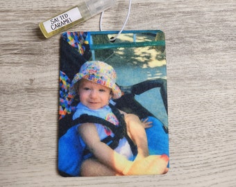 Picture Car air freshner Personalized Custom Photo Picture Air Freshener Freshie Scent and Refill bottle included Gift for him Christmas