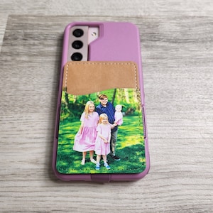 Custom Photo Phone Wallet, Stick on, Leather Card Holder For Phone, Stick on Pocket,Card Caddy,Personalized Phone Wallet, Father&#39;s Day Gift