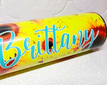 Sunflower Name Tumbler  To Go, Travel Tumbler Custom & Handmade Tumbler Teacher Mother's Day Gift Coffee