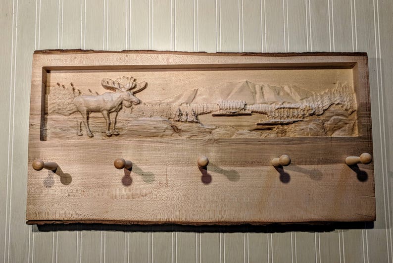 Coat Rack With 3D Wildlife Carving Etsy