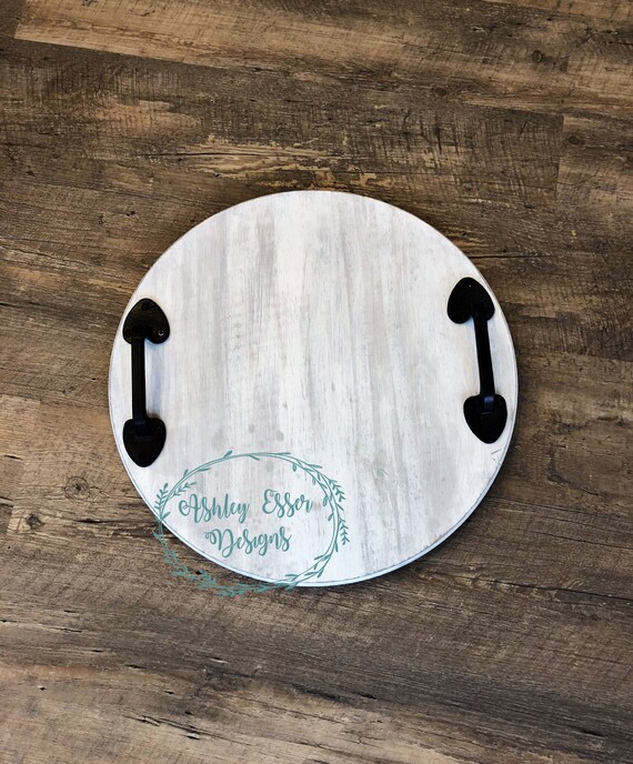 Round Farmhouse Serving Tray With Handles Decor Uk Round Farmhouse Serving Tray With, Round Wooden Tray With Handles Uk