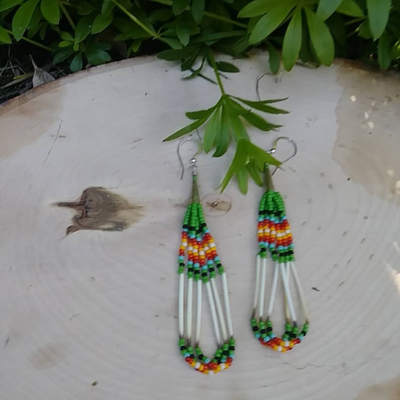 Porcupine quill fringe earrings Etsy